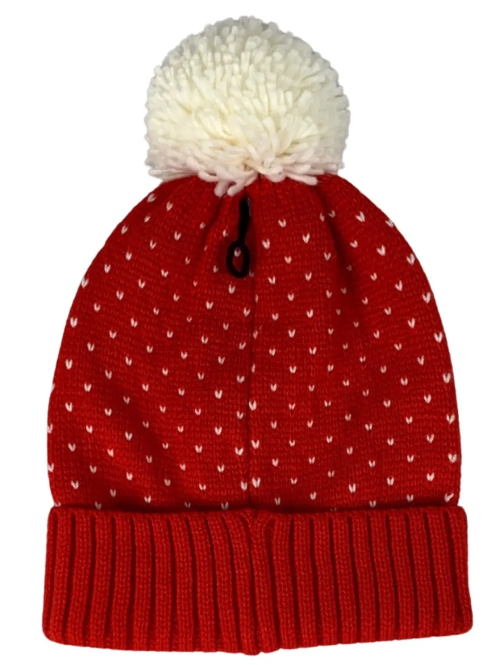 Nordic Red and White Kids Pom-Pom Beanie Cozy Winter